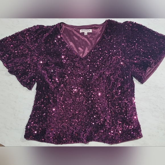 Nanette Nanette Lepore Deep Purple Sequin Blouse - Picture 4 of 8